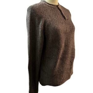Carbon to Cobalt Men’s Waffle Knit Henley Sweater Brown Long Sleeve. Size Medium